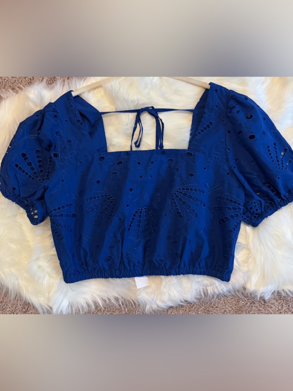 LOFT Royal Blue Eyelet Crop Top